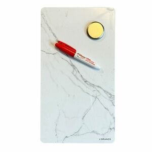 U Brands Marbled Magnetic Dry Erase Board with Magnet & Red Marker